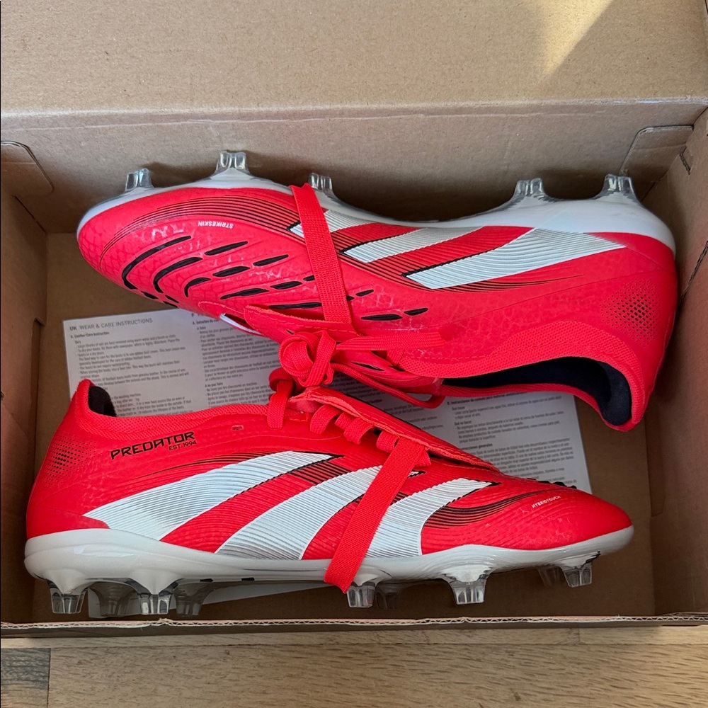 NIB - Adidas Predator Pro FT FG Red and White Cleats - Size 5 Men / 6 Women